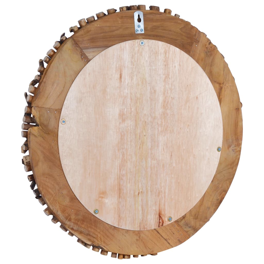 Wandspiegel rond 40 cm teakhout