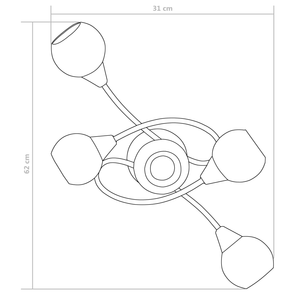 Plafondlamp met keramieken cilindervormige kappen 5xE14 wit