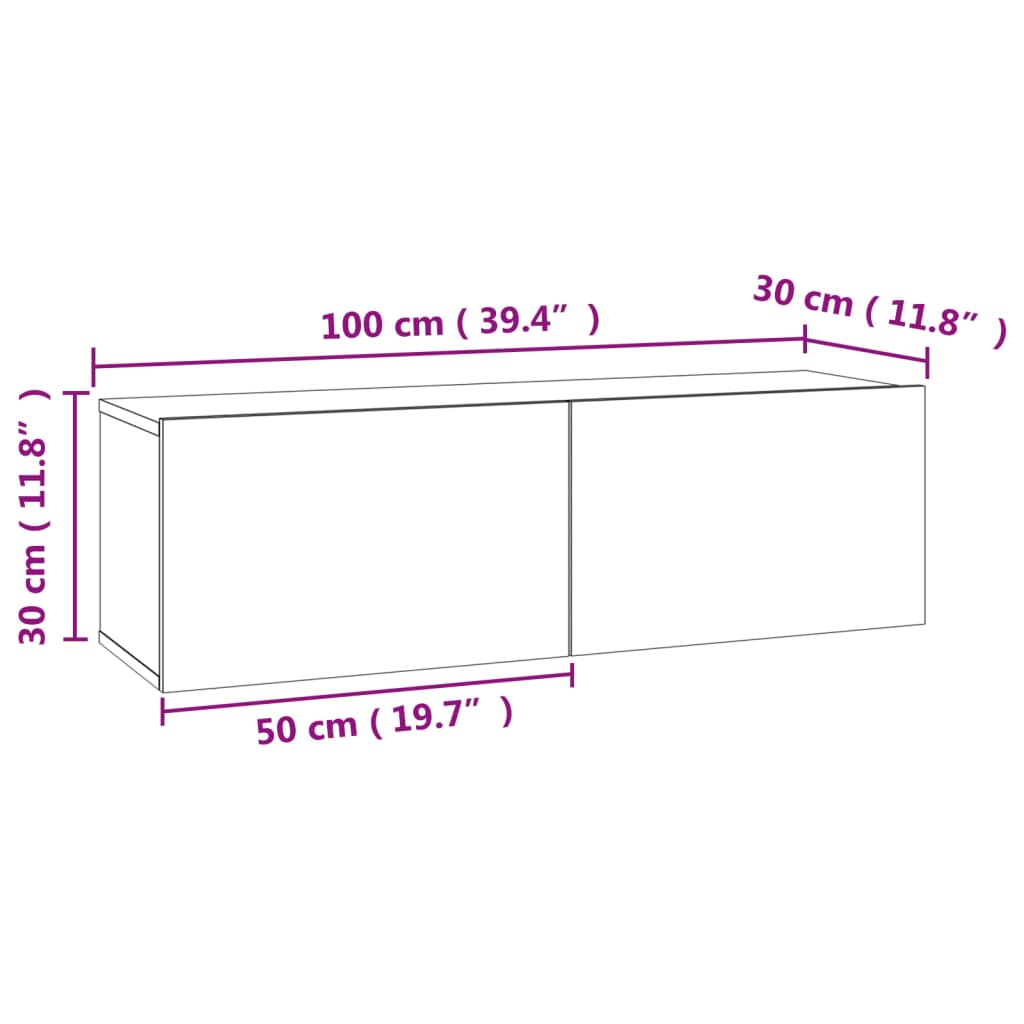 Tv-meubel 100x30x30 cm bewerkt hout