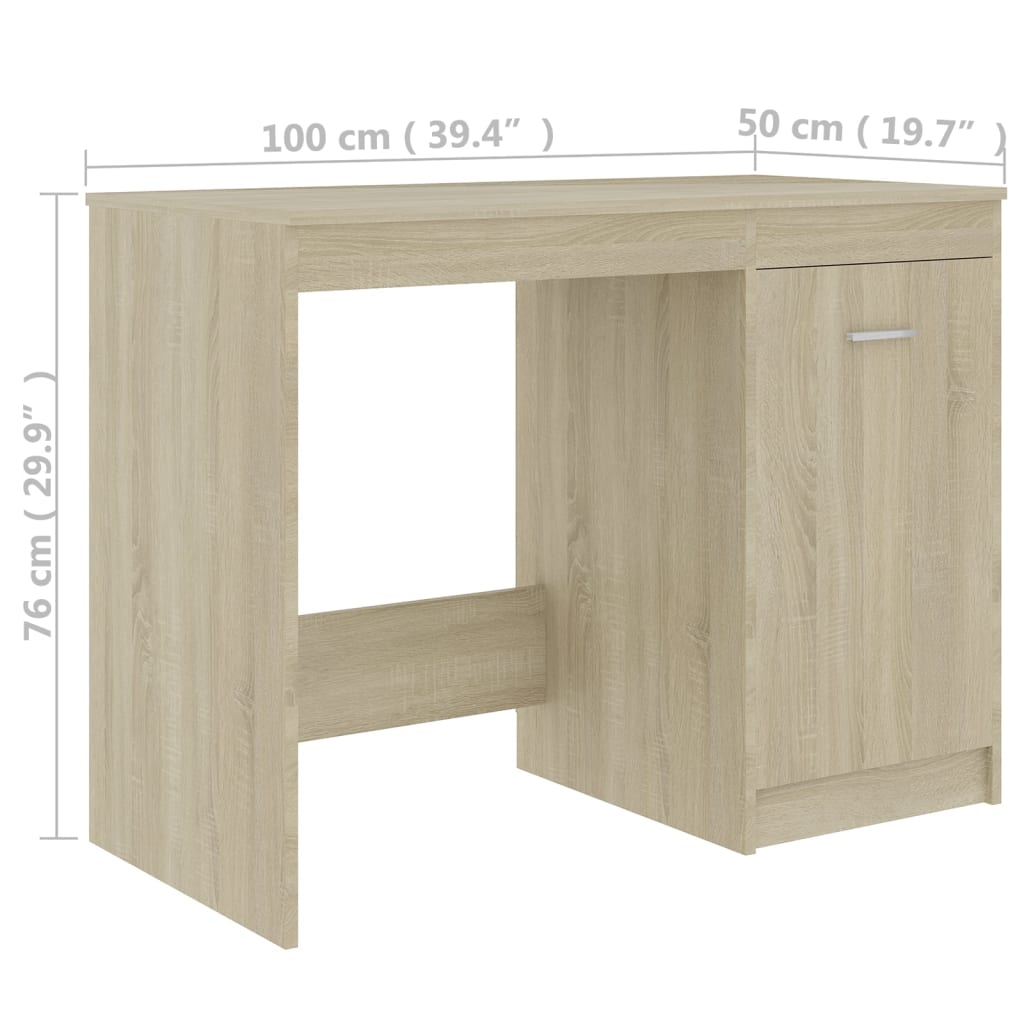 Bureau 100x50x76 cm bewerkt hout eikenkleurig