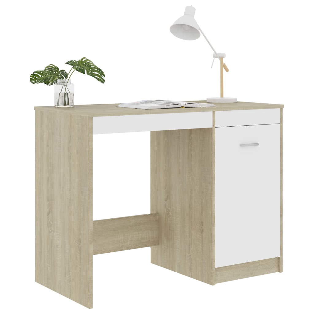 Bureau 100x50x76 cm bewerkt hout eikenkleurig