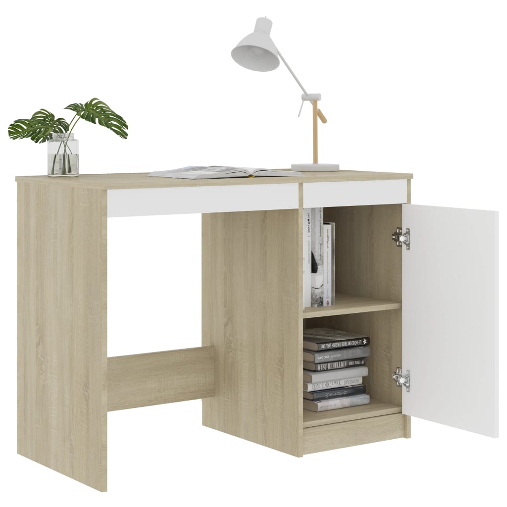 Bureau 100x50x76 cm bewerkt hout eikenkleurig