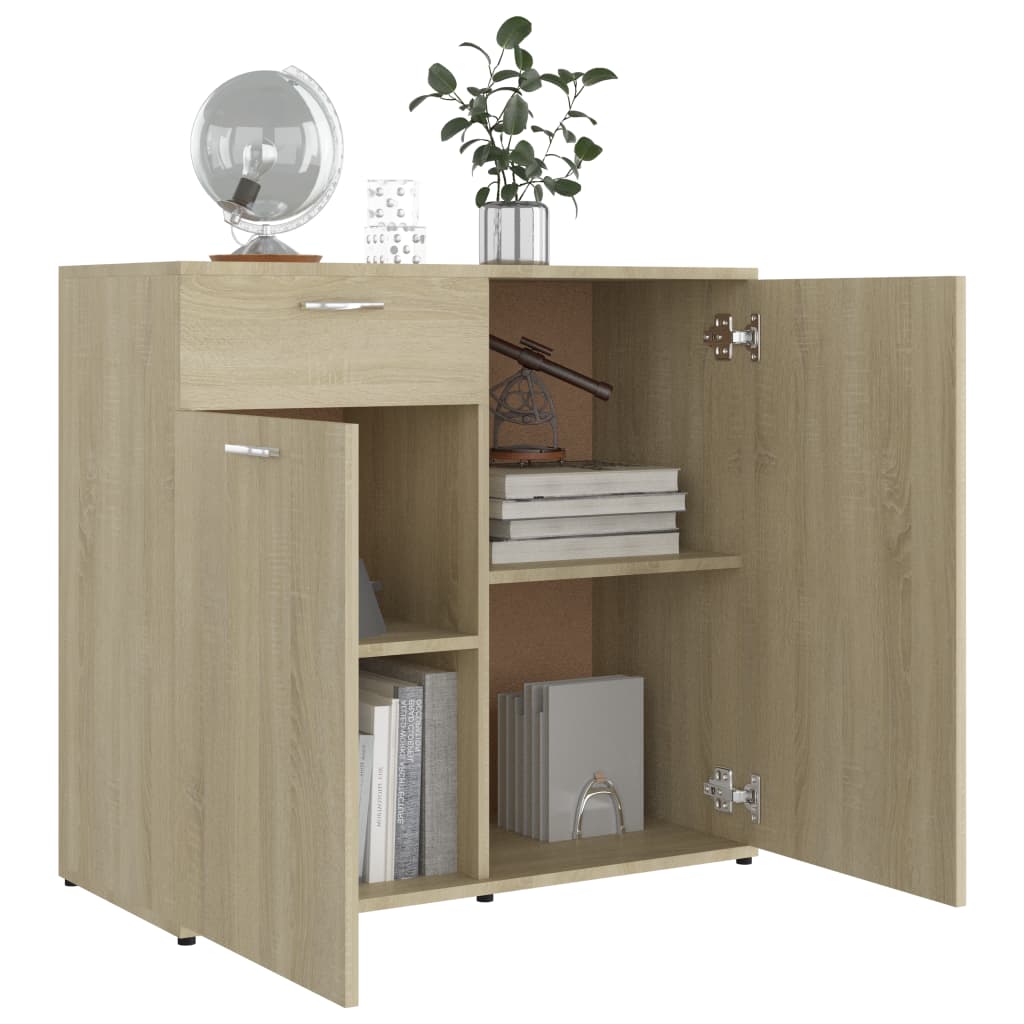 Dressoir 80x36x75 cm bewerkt hout sonoma eikenkleurig