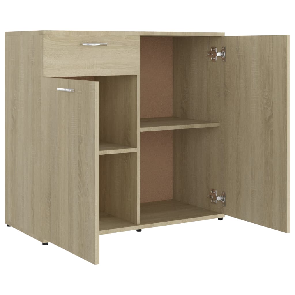 Dressoir 80x36x75 cm bewerkt hout sonoma eikenkleurig