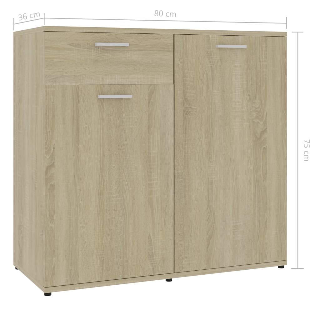 Dressoir 80x36x75 cm bewerkt hout sonoma eikenkleurig