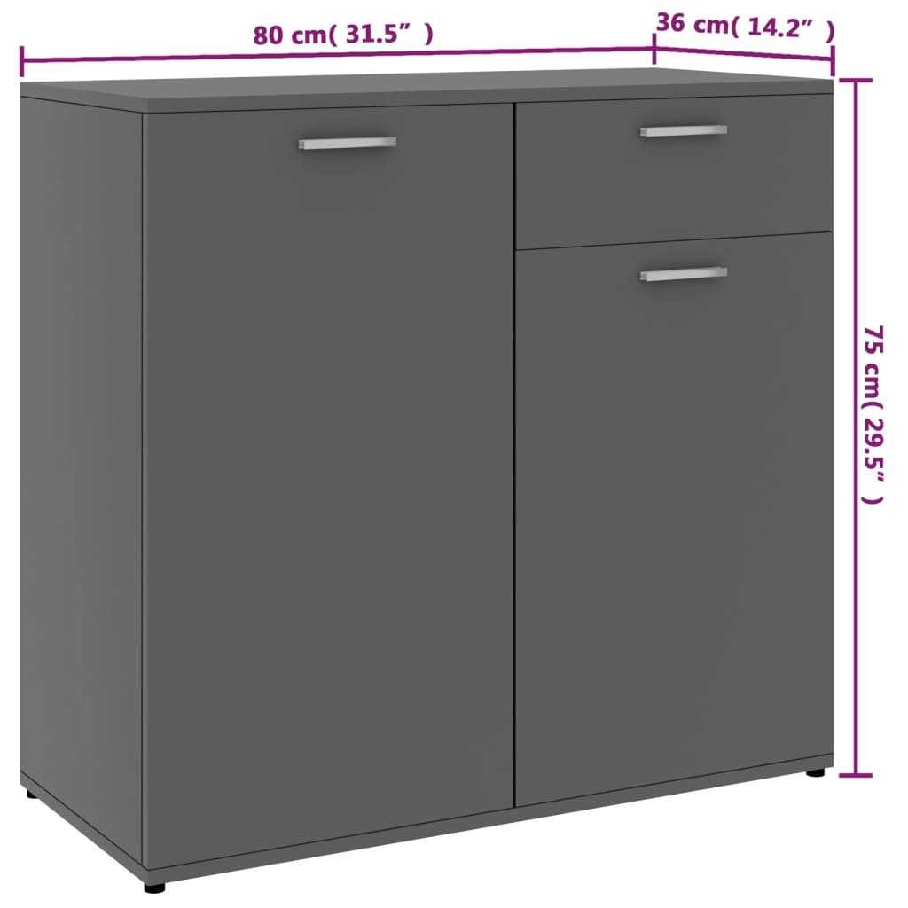 Dressoir 80x36x75 cm bewerkt hout sonoma eikenkleurig