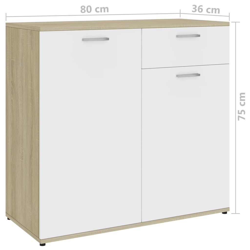 Dressoir 80x36x75 cm bewerkt hout sonoma eikenkleurig