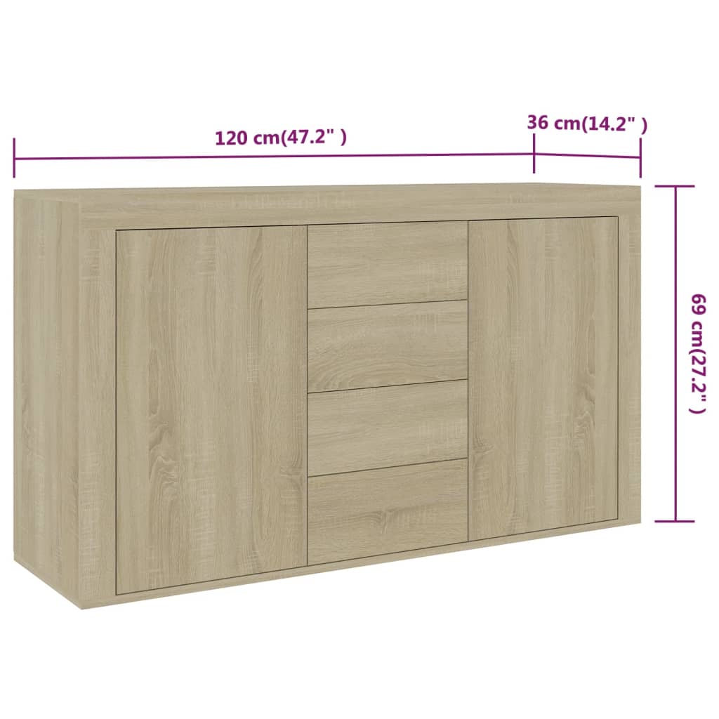 Dressoir 120x36x69 cm bewerkt hout