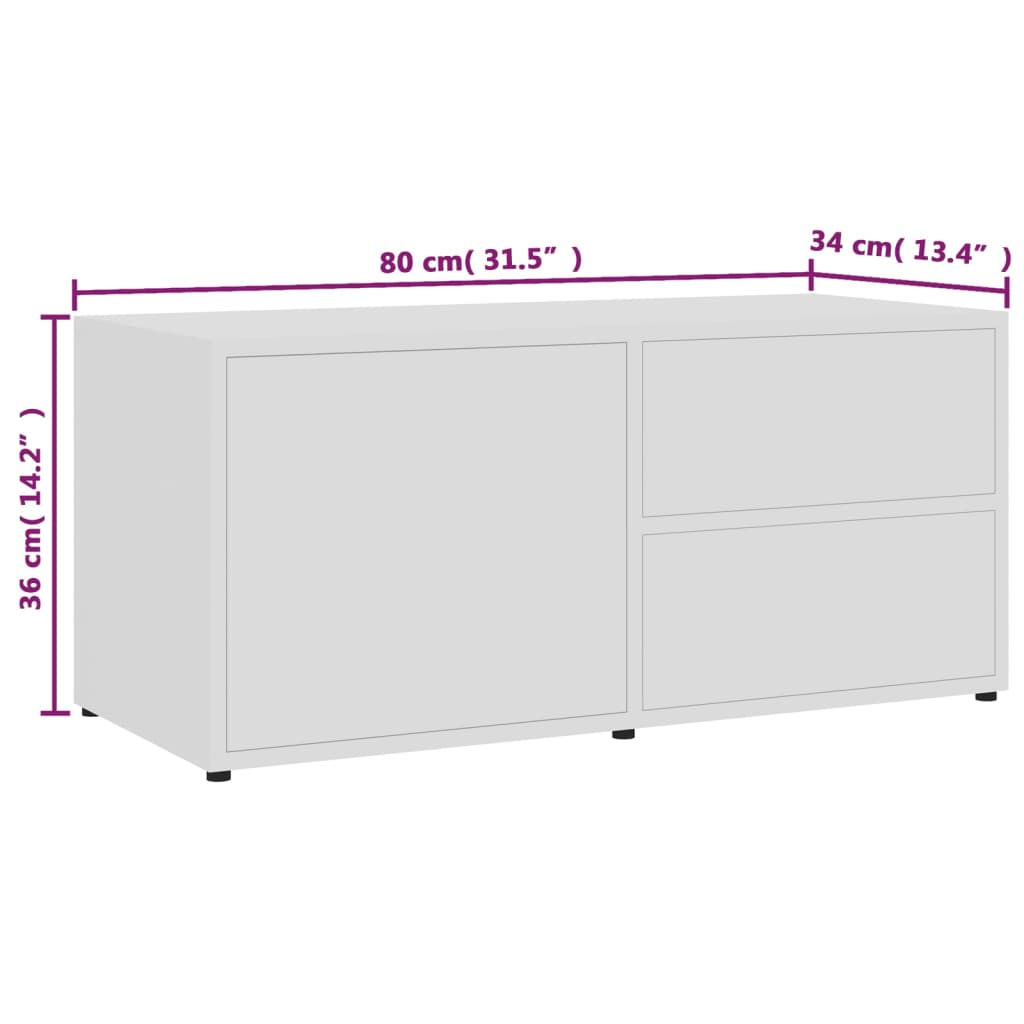 Tv-meubel 80x34x36 cm bewerkt hout eikenkleurig