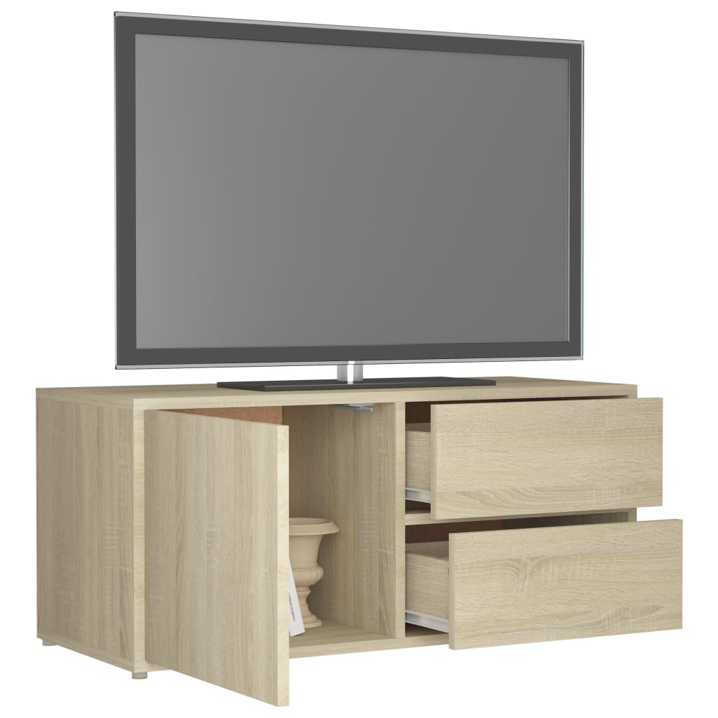 Tv-meubel 80x34x36 cm bewerkt hout eikenkleurig