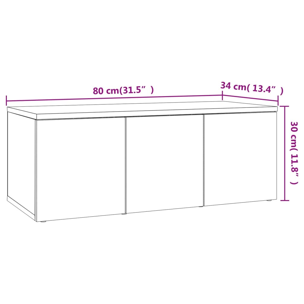 Tv-meubel 80x34x30 cm bewerkt hout