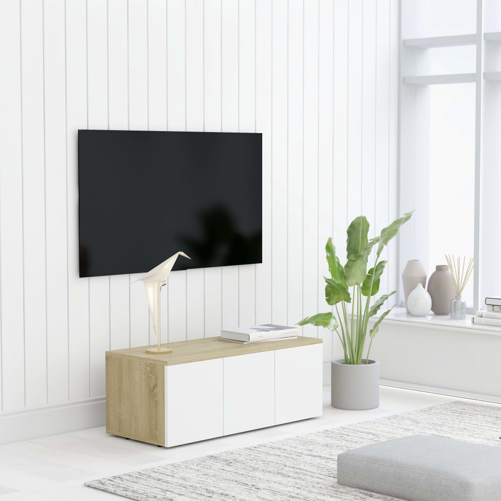 Tv-meubel 80x34x30 cm bewerkt hout