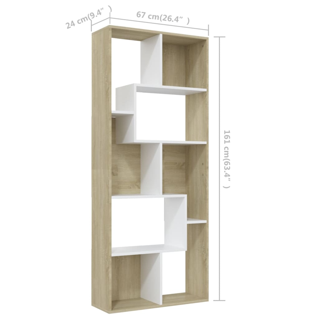 Boekenkast 67x24x161 cm bewerkt hout eikenkleurig