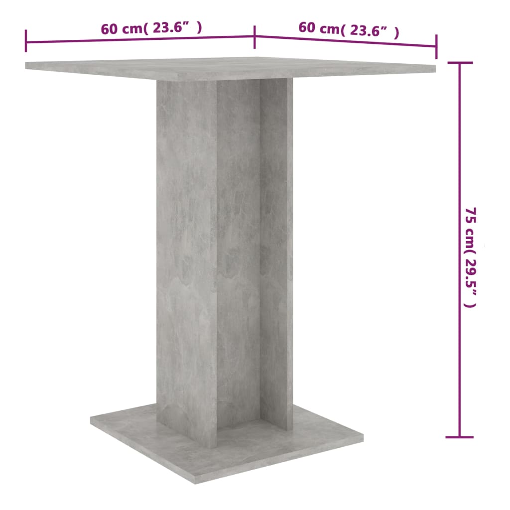 Bistrotafel 60x60x75 cm bewerkt hout bruin eikenkleur