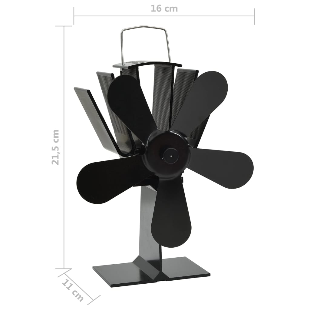 Kachelventilator met 4 vinnen zwart