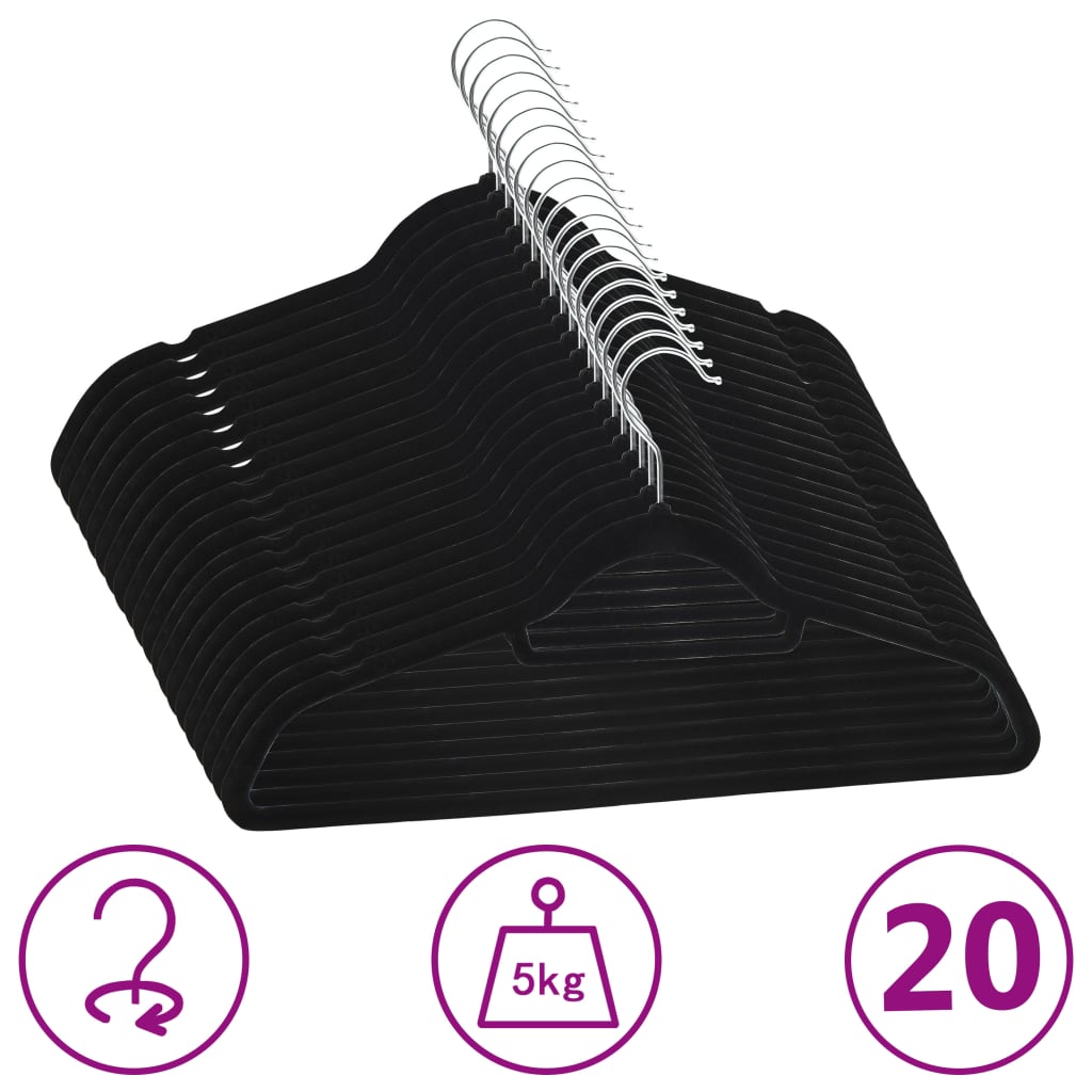 50-delige Kledinghangerset anti-slip fluweel