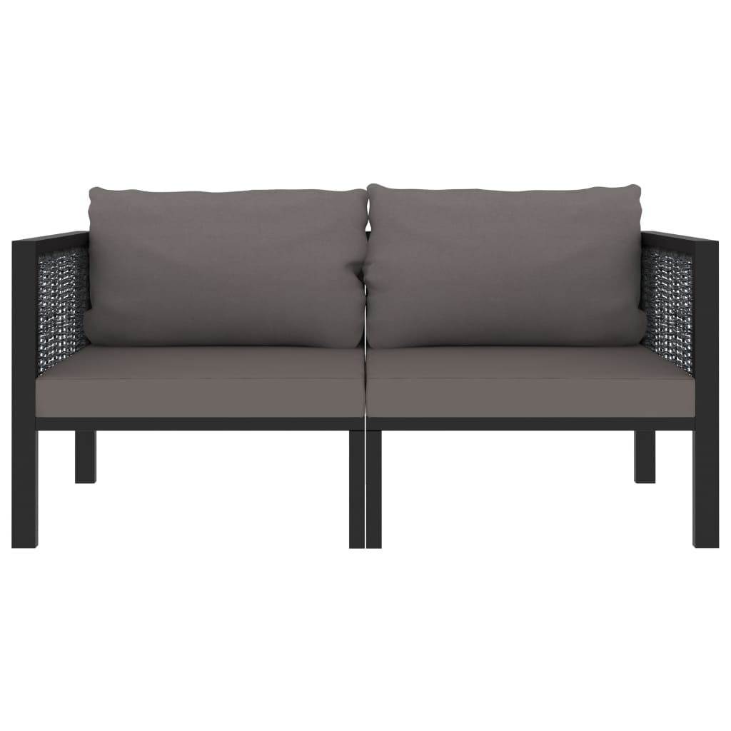 8-delige Loungeset met kussens poly rattan antraciet