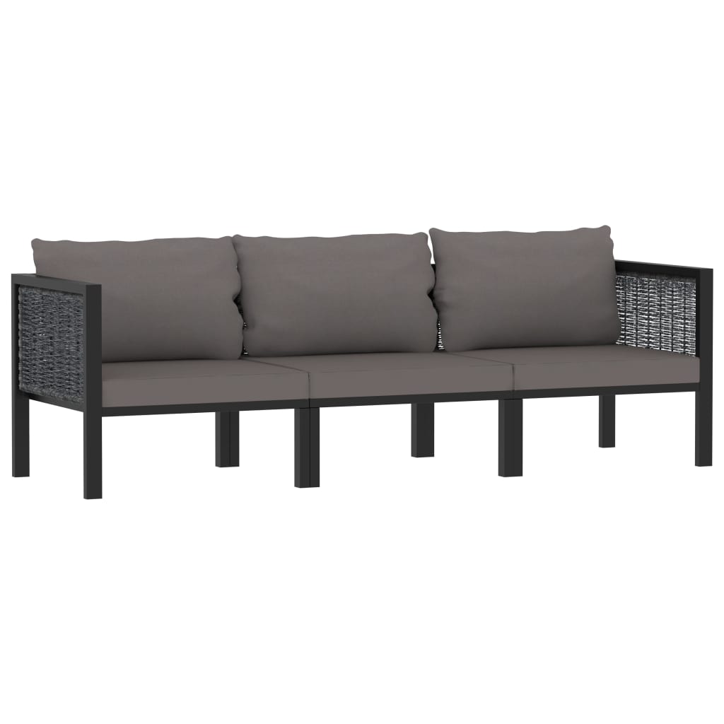 8-delige Loungeset met kussens poly rattan antraciet