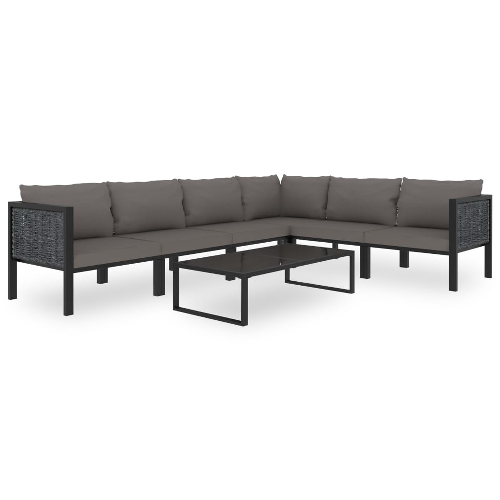 8-delige Loungeset met kussens poly rattan antraciet