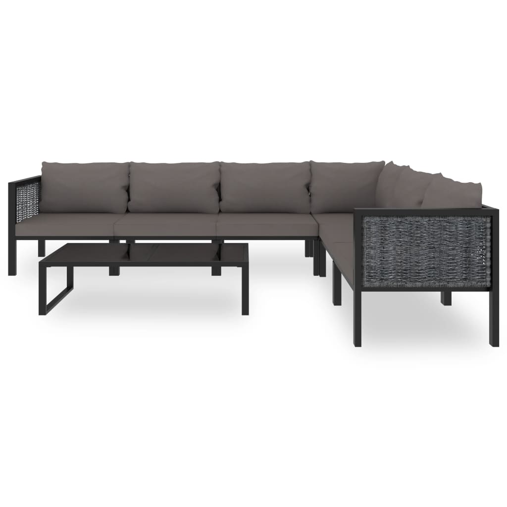 8-delige Loungeset met kussens poly rattan antraciet