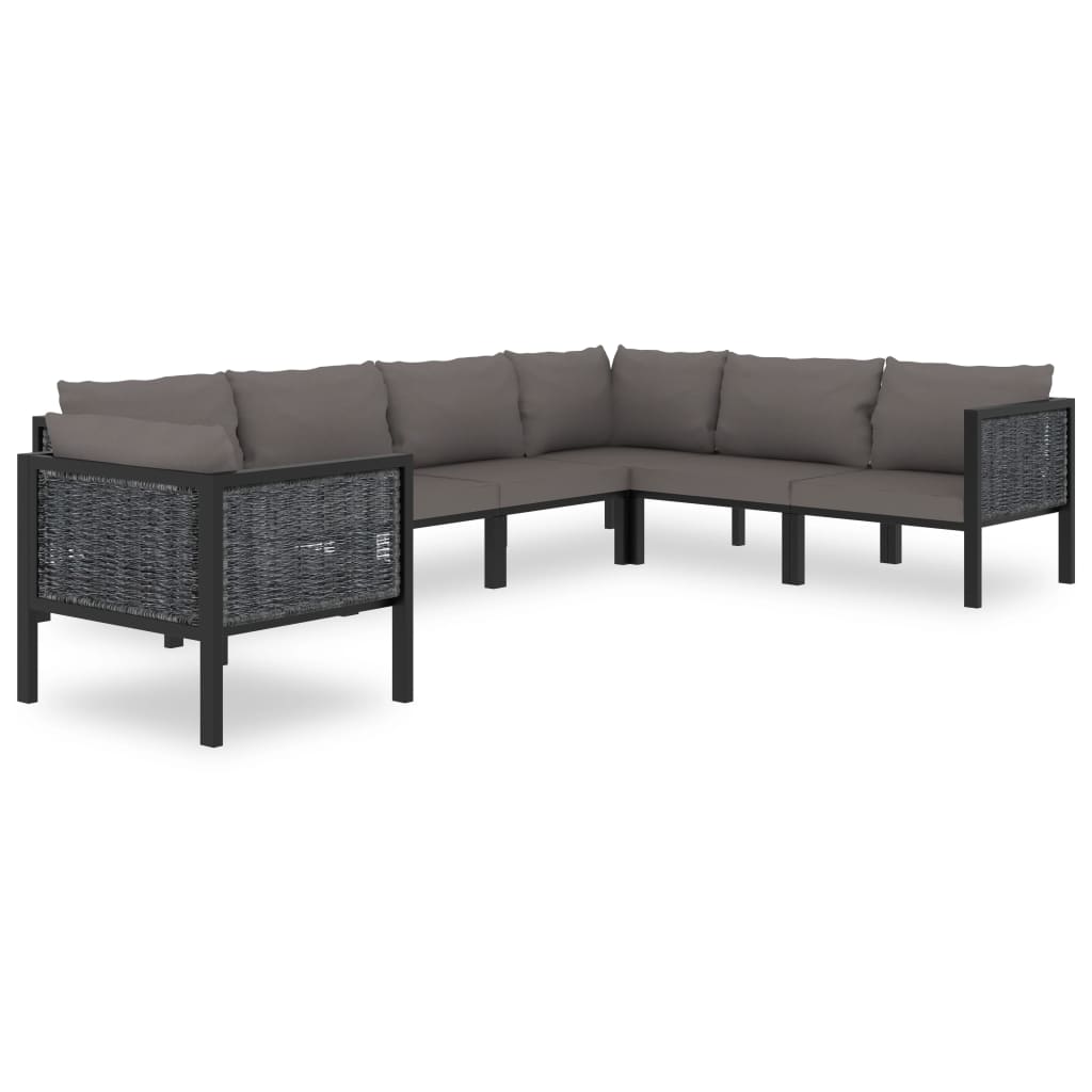 8-delige Loungeset met kussens poly rattan antraciet