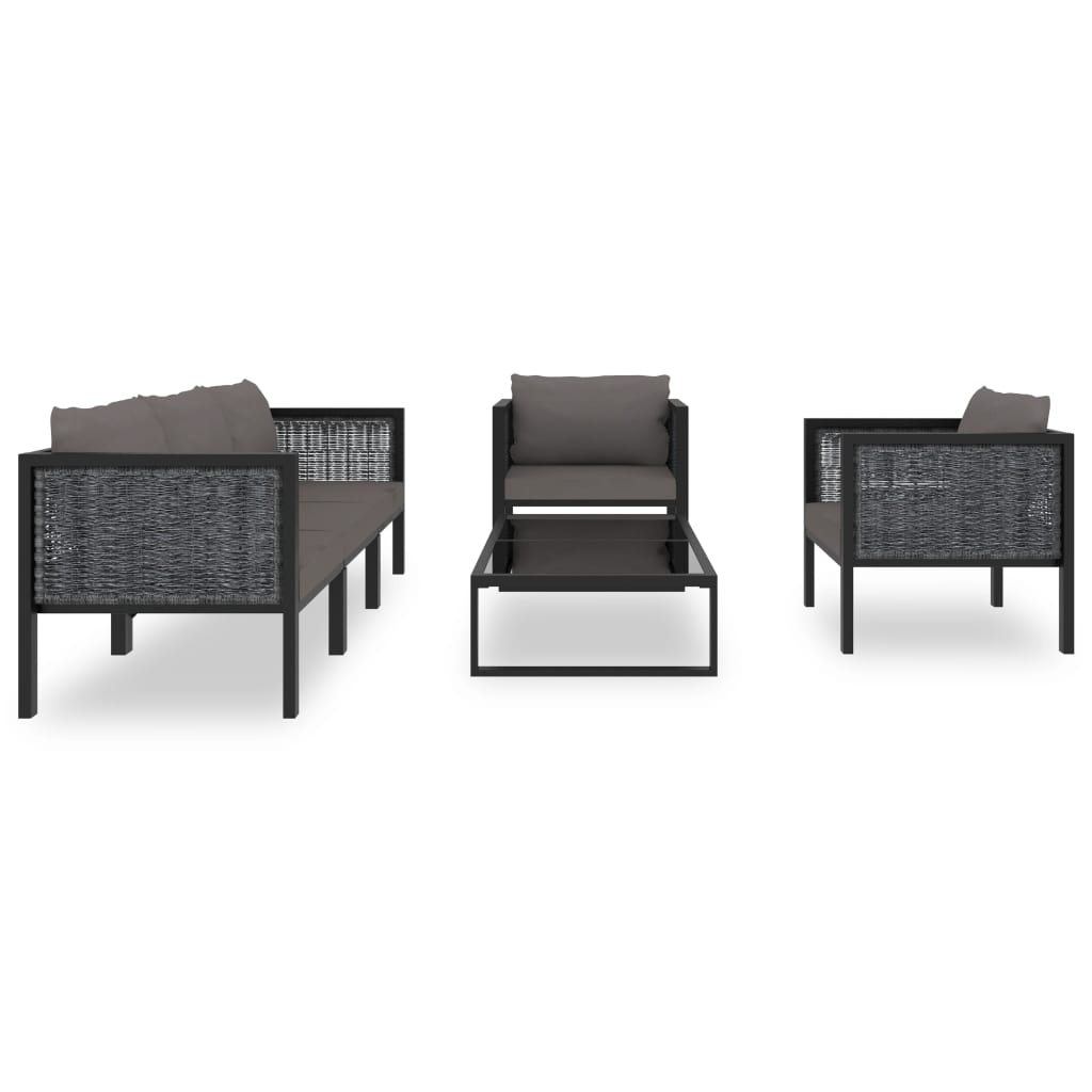 8-delige Loungeset met kussens poly rattan antraciet