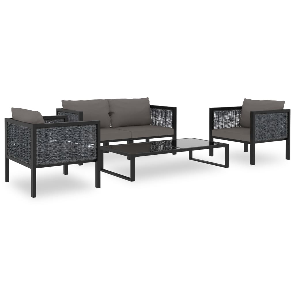 8-delige Loungeset met kussens poly rattan antraciet