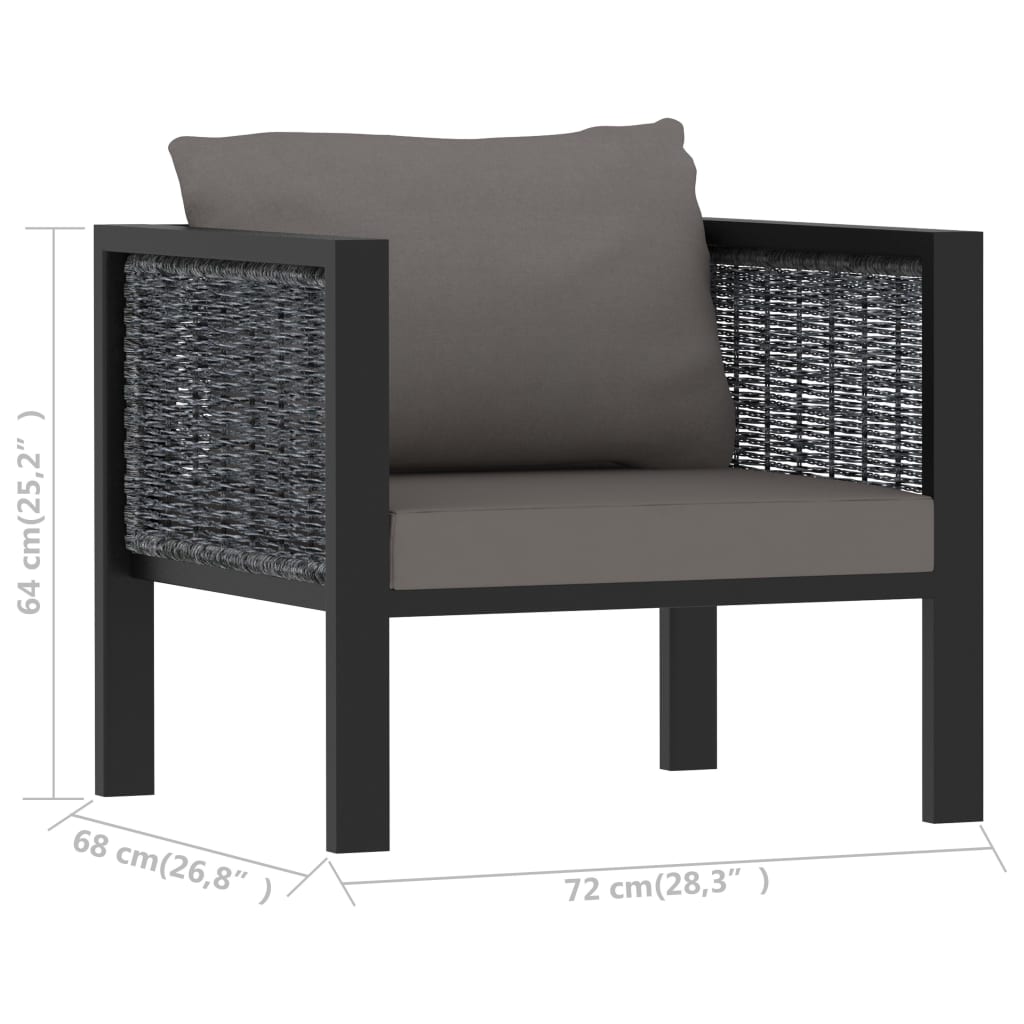 8-delige Loungeset met kussens poly rattan antraciet