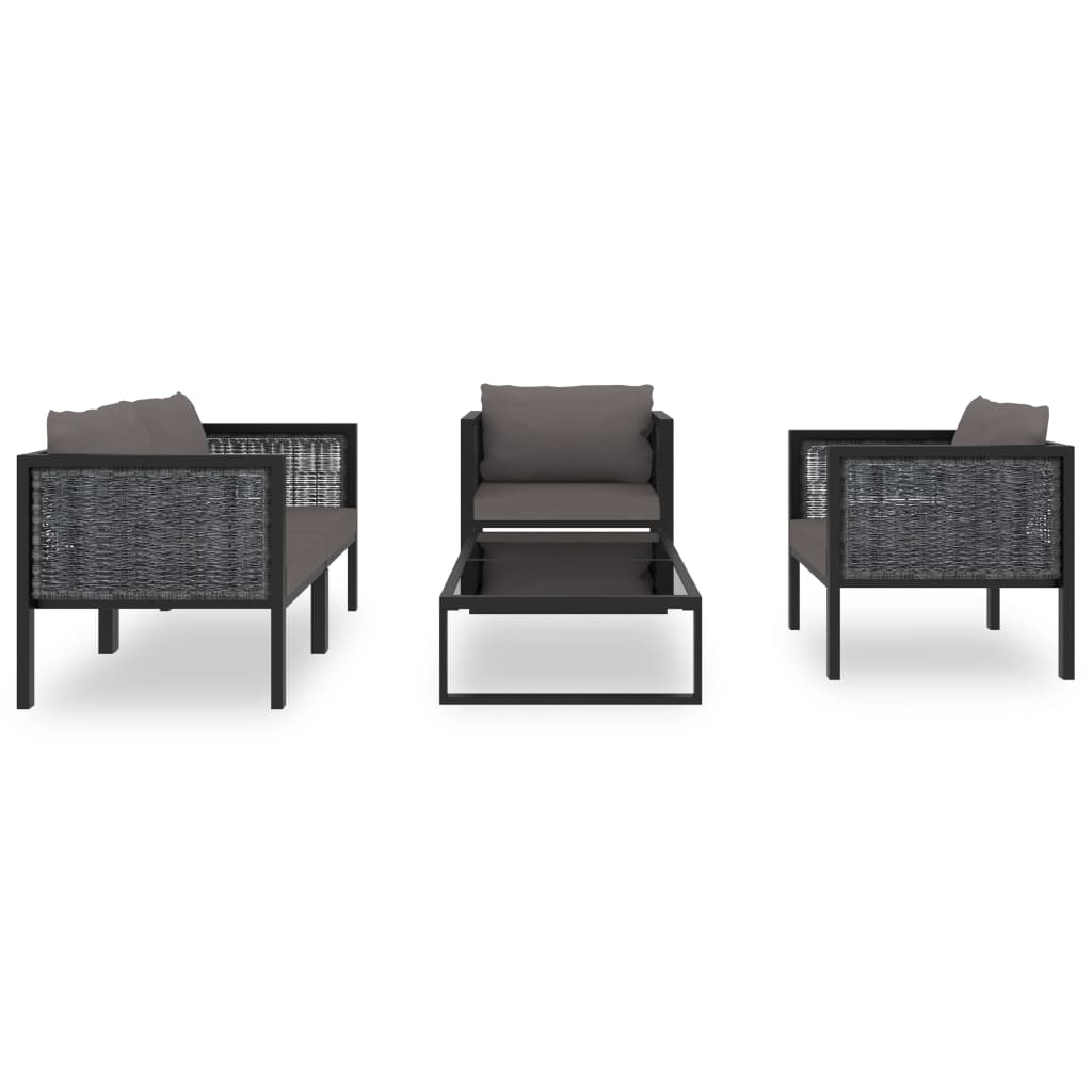 8-delige Loungeset met kussens poly rattan antraciet