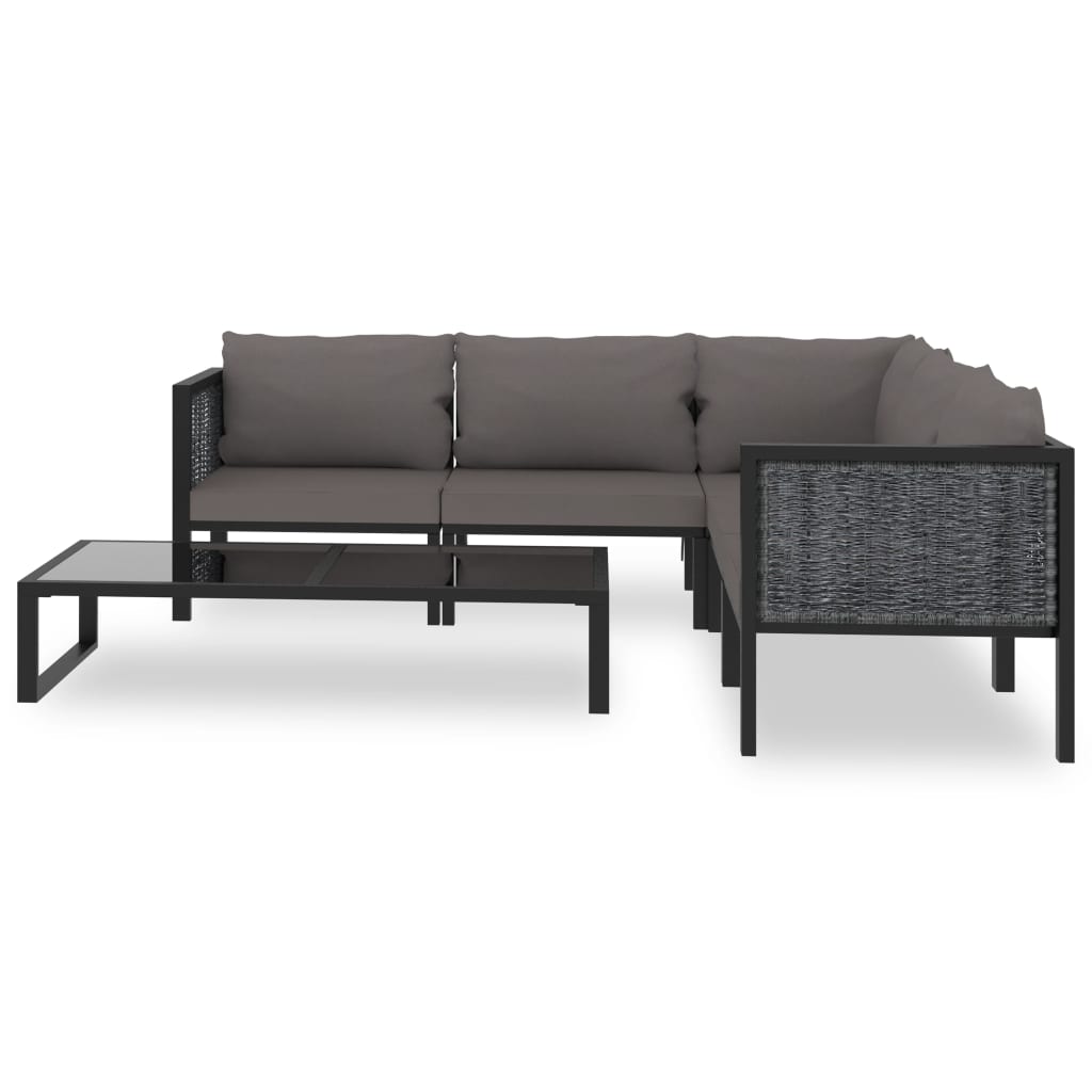 8-delige Loungeset met kussens poly rattan antraciet