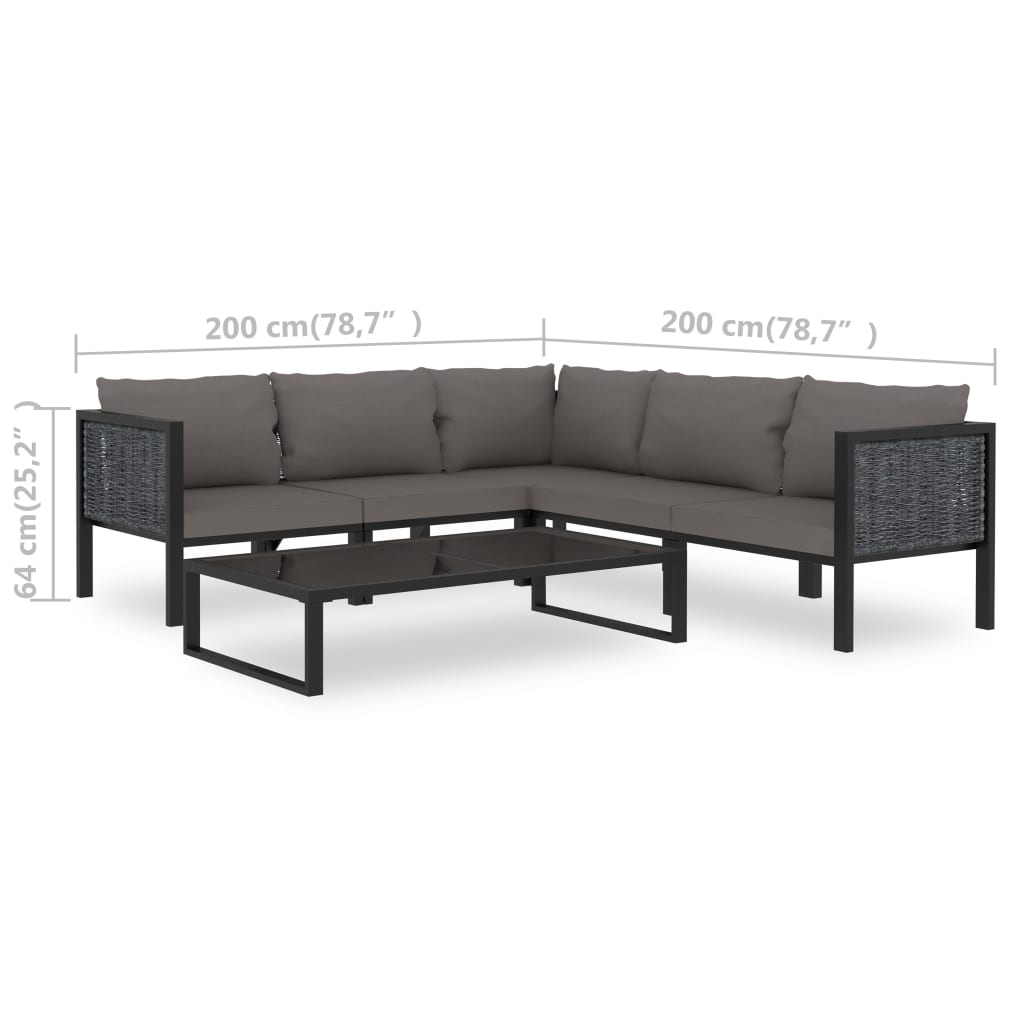 8-delige Loungeset met kussens poly rattan antraciet