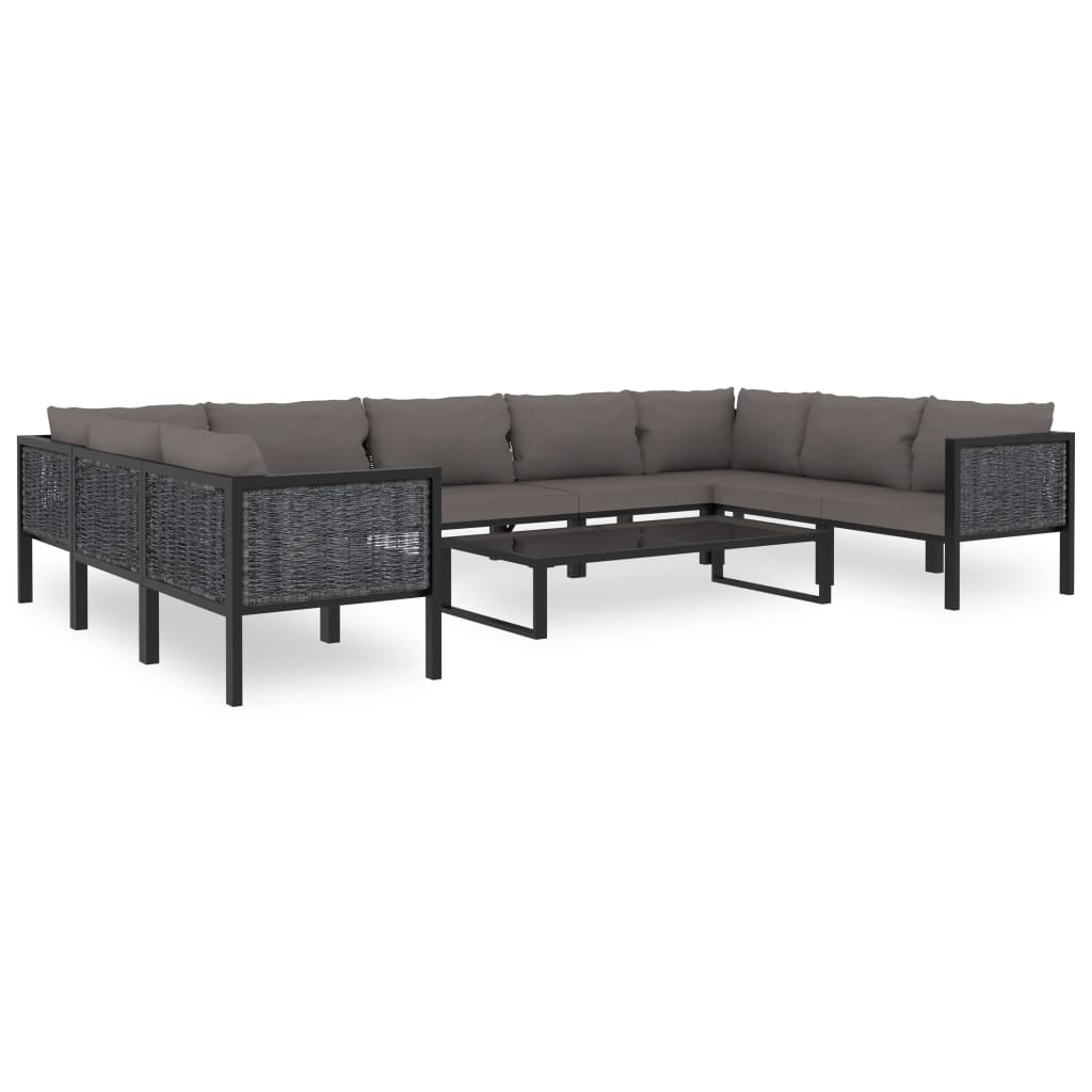 8-delige Loungeset met kussens poly rattan antraciet