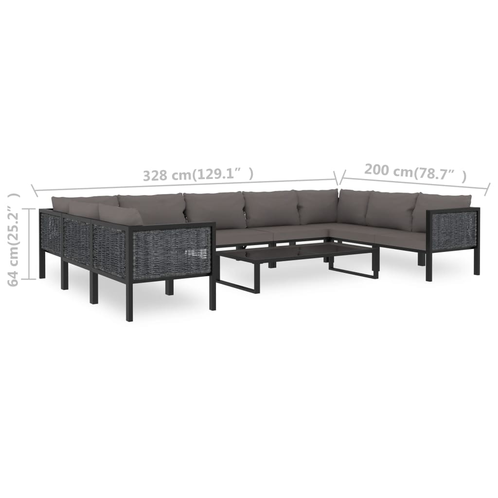 8-delige Loungeset met kussens poly rattan antraciet