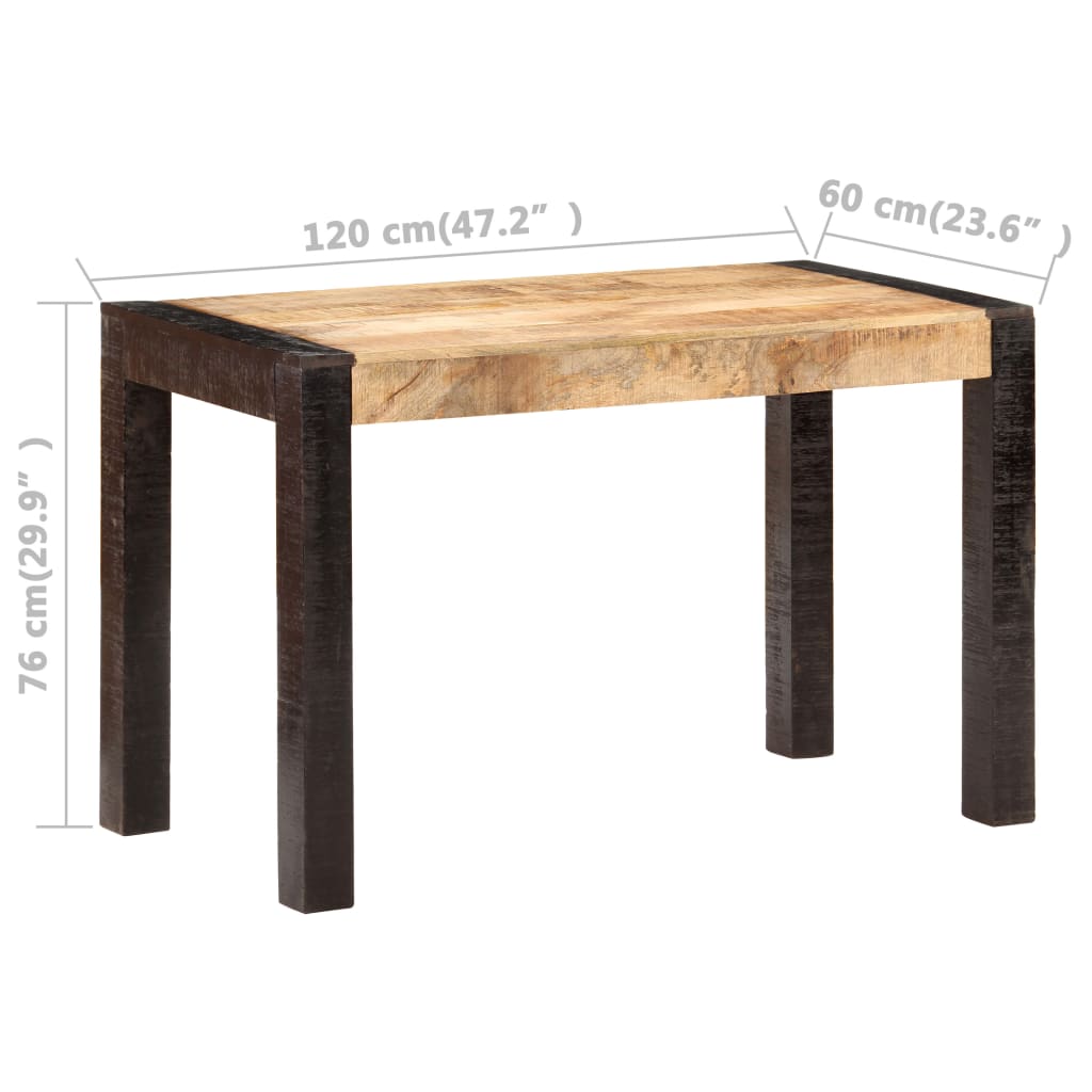 Eettafel 140x70x76 cm massief ruw mangohout