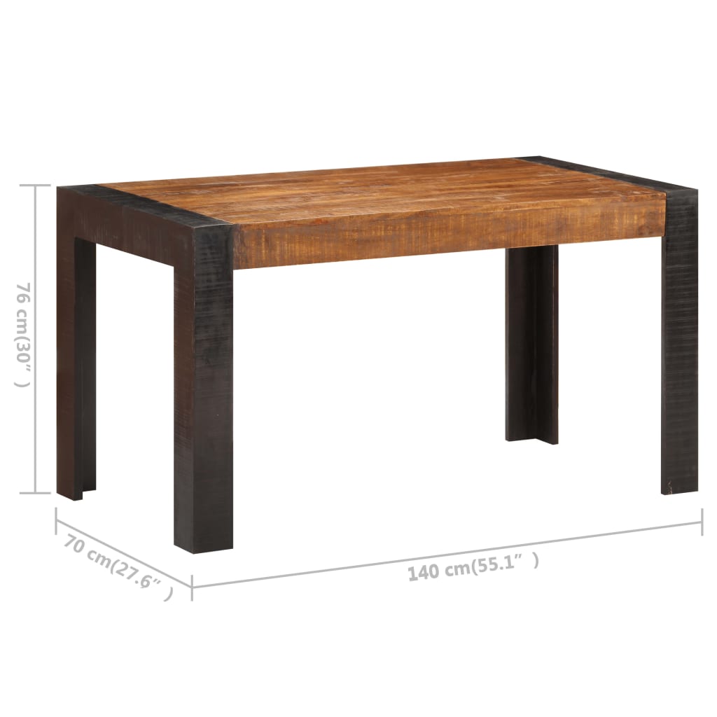 Eettafel 140x70x76 cm massief ruw mangohout