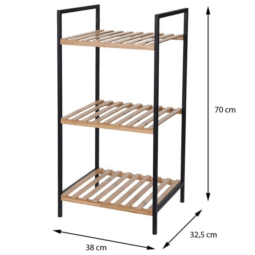 Bathroom Solutions Opbergrek met 4 schappen bamboe en staal