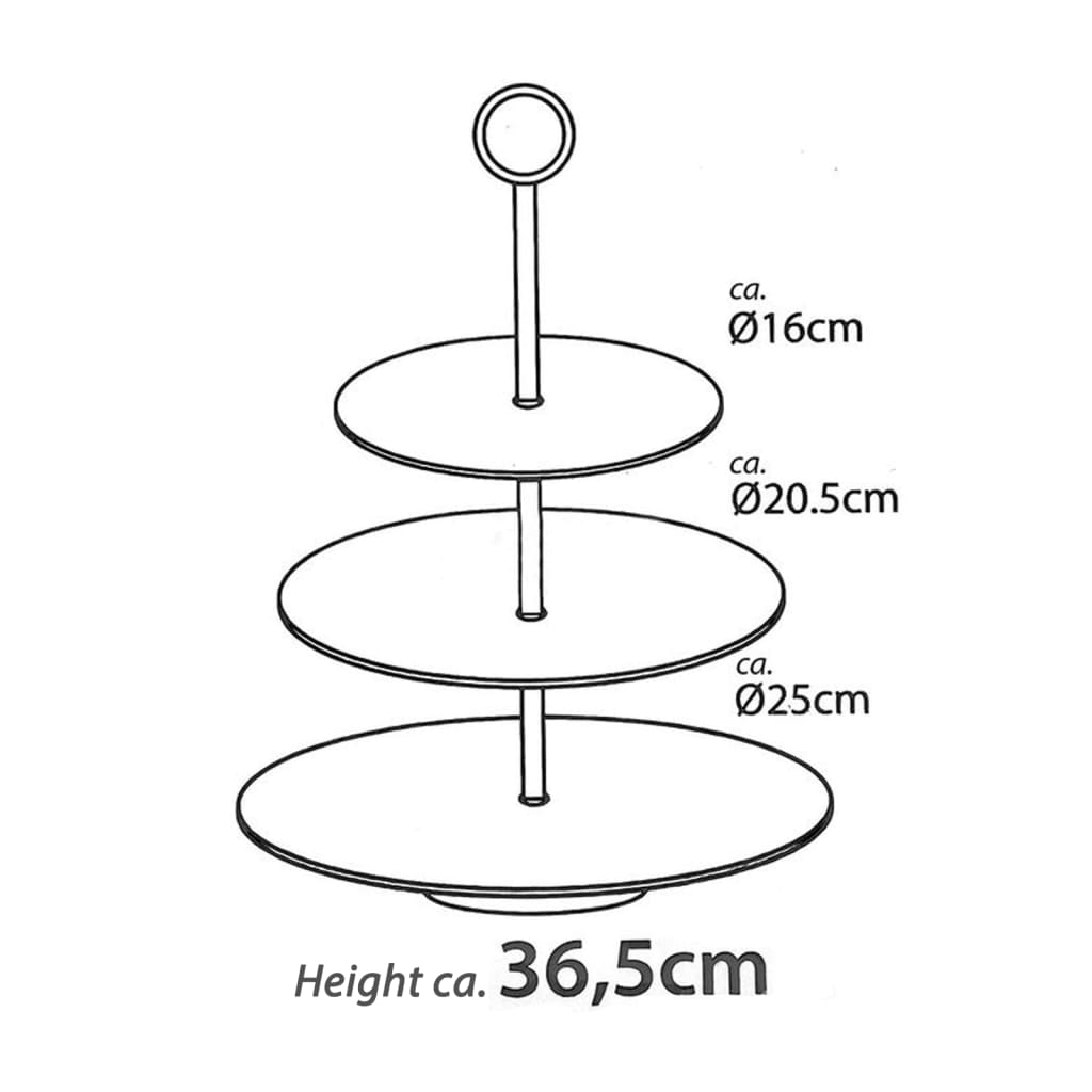 Excellent Houseware Etagère 3-laags 36,5 cm matzwart