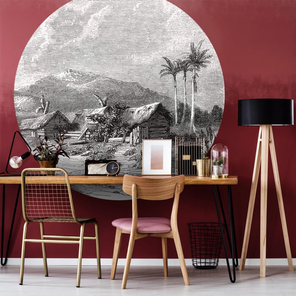 WallArt Behangcirkel Landscape of Guadeloupe 190 cm