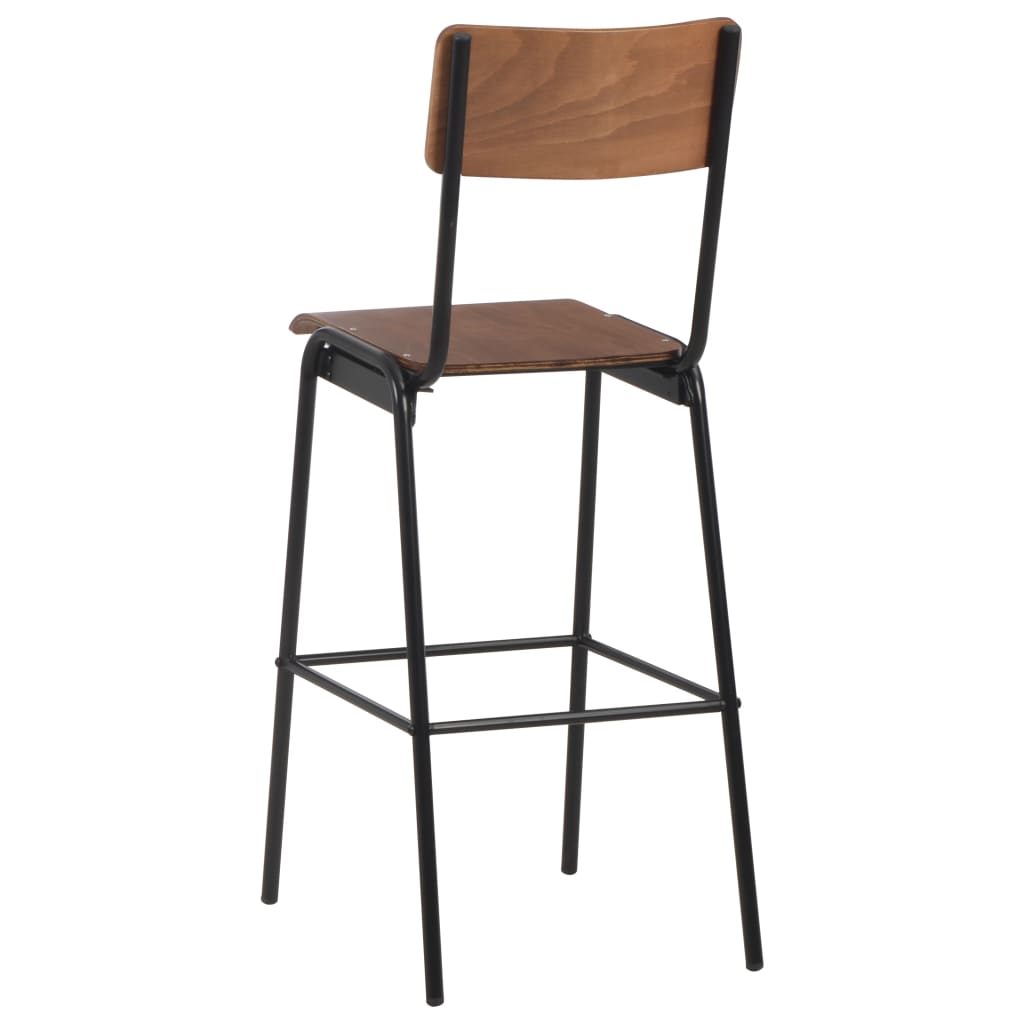 Barstoelen 4 st massief multiplex staal