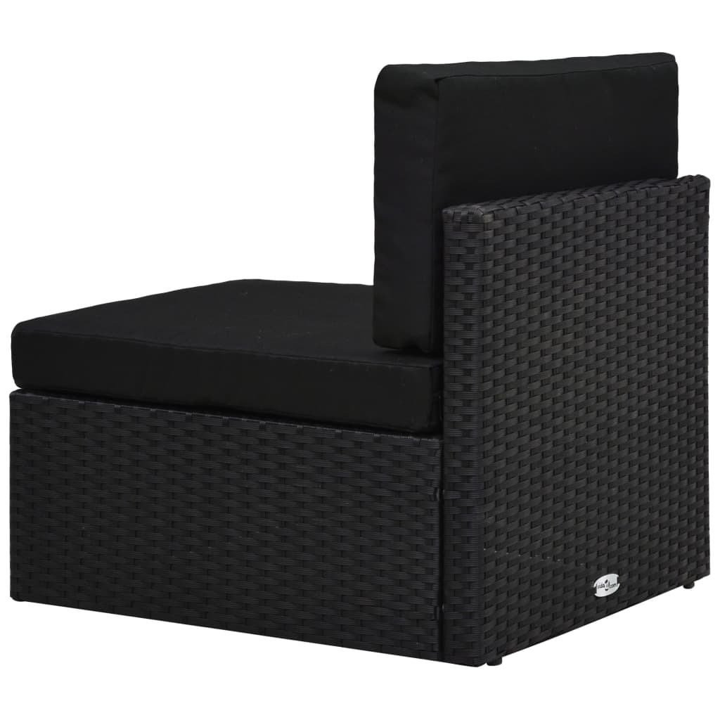 8-delige Loungeset poly rattan zwart