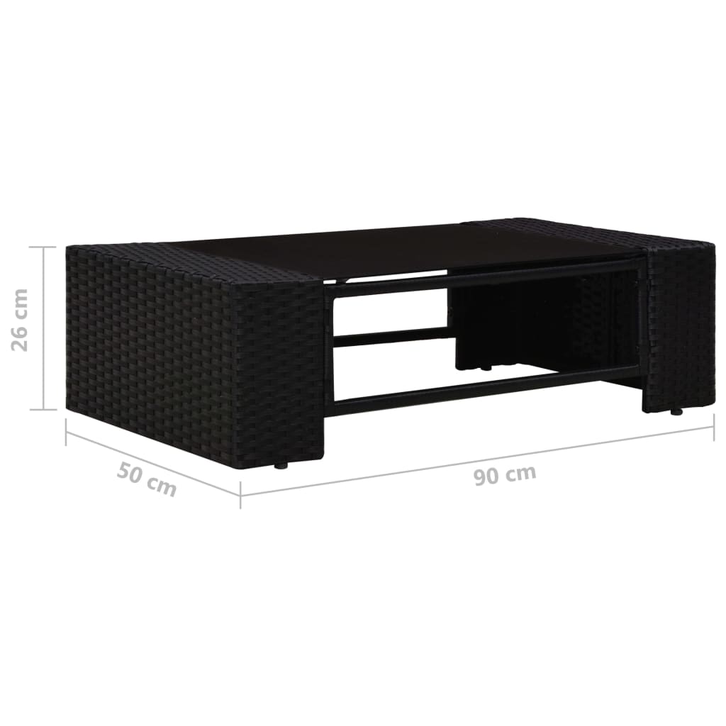 10-delige Loungeset poly rattan zwart