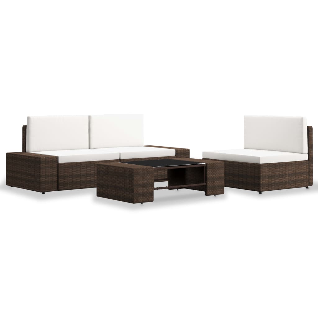 4-delige Loungeset poly rattan