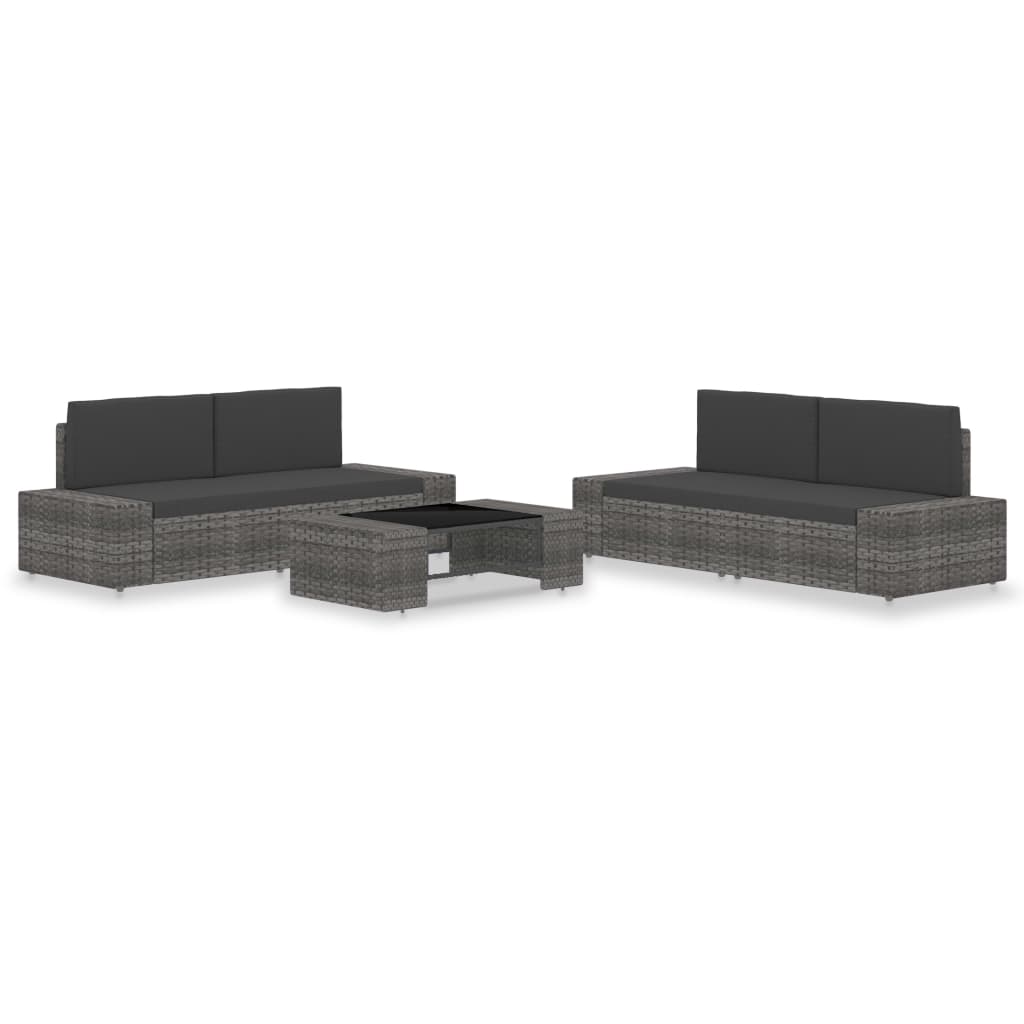 5-delige Loungeset poly rattan