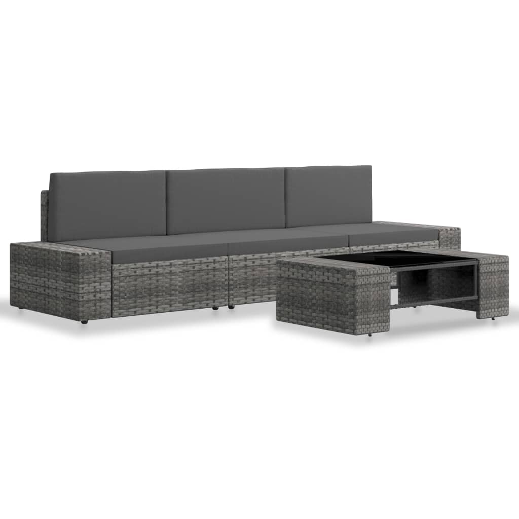 4-delige Loungeset poly rattan