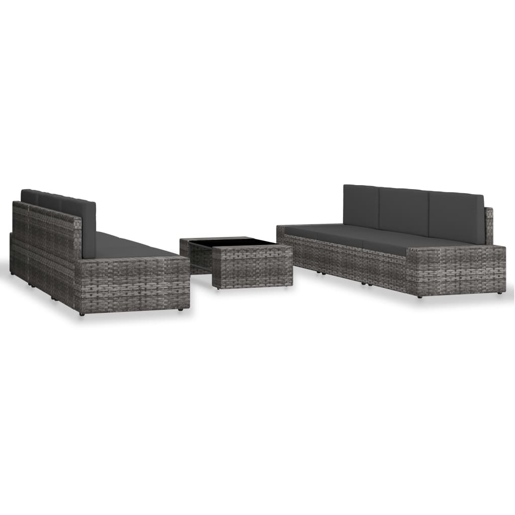 7-delige Loungeset poly rattan