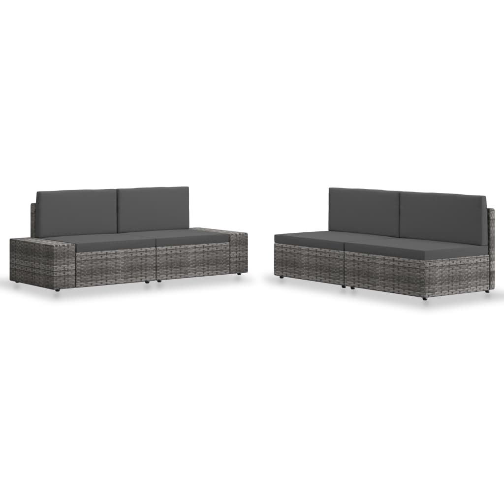 4-delige Loungeset poly rattan