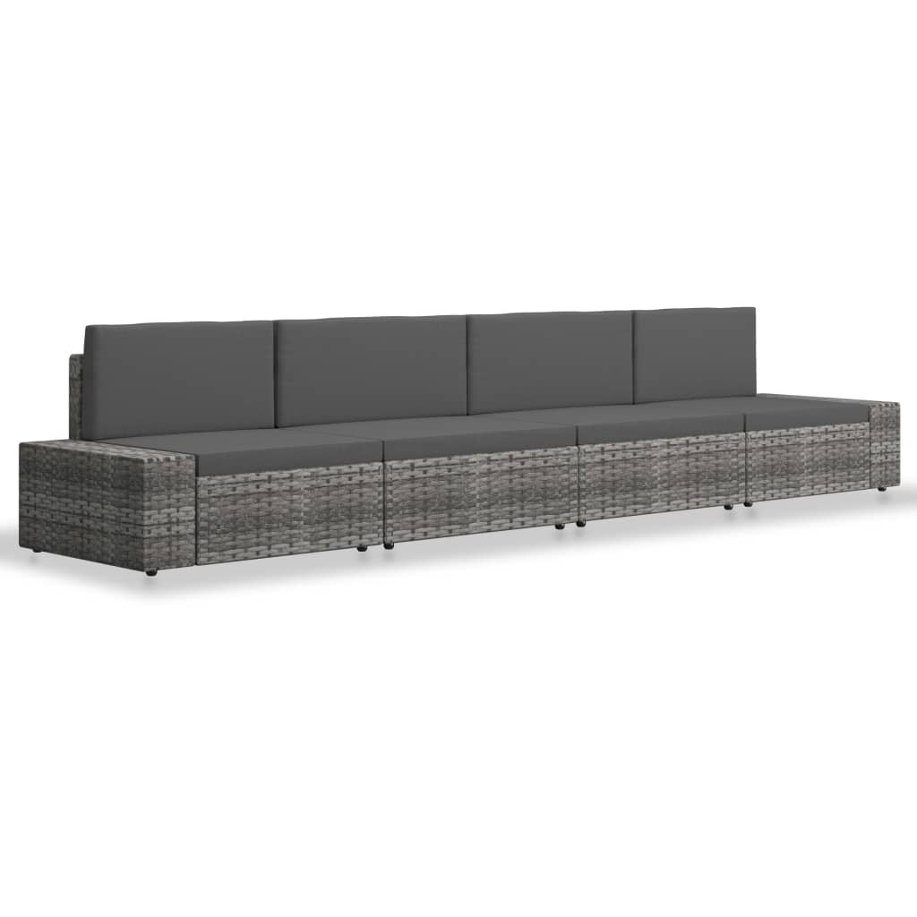 4-delige Loungeset poly rattan