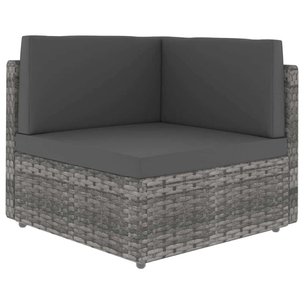 7-delige Loungeset poly rattan grijs