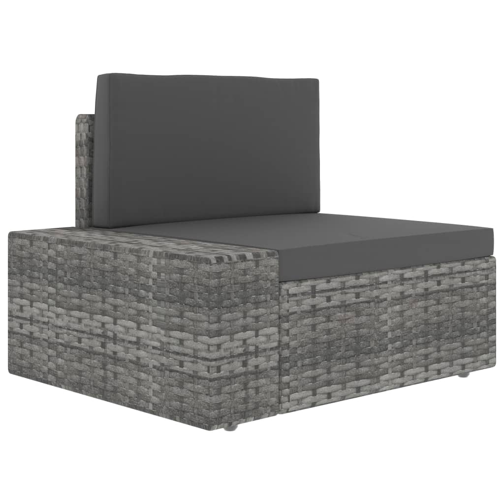 7-delige Loungeset poly rattan grijs