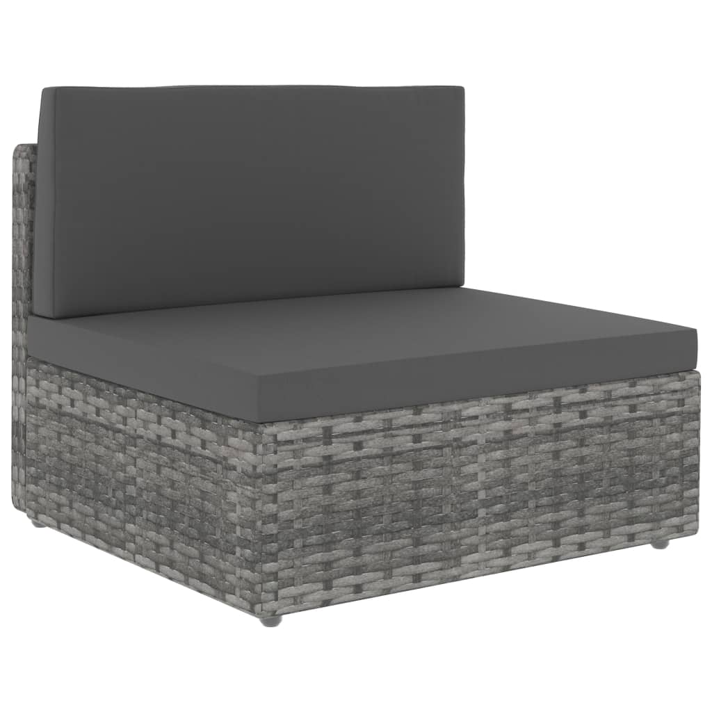 7-delige Loungeset poly rattan grijs